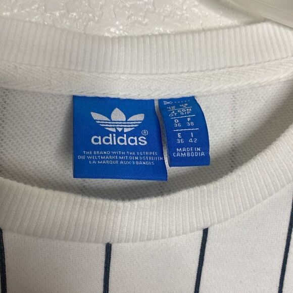 ADIDAS Originals Women’s Striped Oversized Sweatshirt with Trefoil Front Logo S - Picture 4 of 10